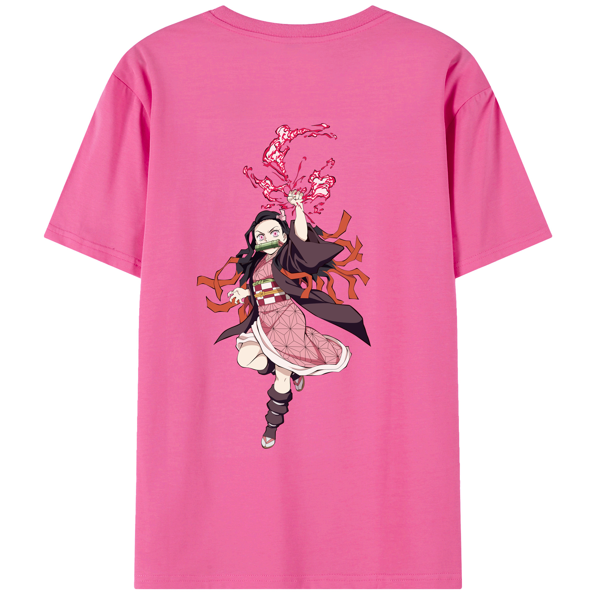 （画像用） 鬼滅の刃（きめつのやいば）竈門 禰󠄀豆子／かまど ねずこ Kamado Nezuko レディース半袖Tシャツ(バックプリント)